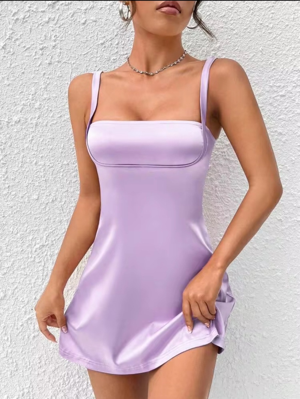 SHEIN size petite medium Lilac Satin Mini Dress